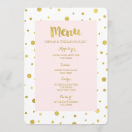Gold Confetti Pastel Blush Pink Wedding Menü Menükarte