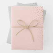 Gold Confetti/Pastel Rosa, Grün & Grau Hintergrund Geschenkpapier Set (Beispiel)