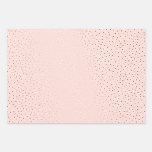 Gold Confetti/Pastel Rosa, Grün & Grau Hintergrund Geschenkpapier Set (Vorderseite)