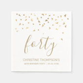 Gold Confetti Personalisiert 40. Geburtstag Party Serviette (Vorderseite)