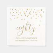 Gold Confetti Personalisiert 80. Geburtstagsparty Serviette (Vorderseite)