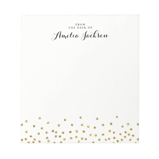 Gold Confetti Personalisiert Notepad Stationery Notizblock (Vorderseite)