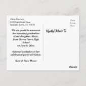 Gold Confetti Pink Abschluss Save the Date Postkarte (Rückseite)