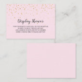 Gold Confetti Pink Baby Display Dusche Begleitkarte (Vorne/Hinten)