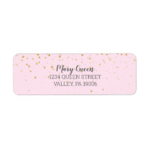 Gold Confetti Pink Baby Dusche Rücksendeadresse