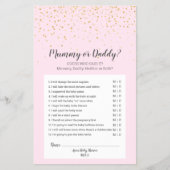 Gold Confetti Pink Baby Showmama oder Daddy Game Flyer (Vorne)