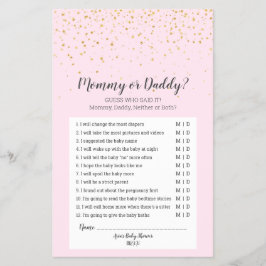 Gold Confetti Pink Babydusche Mommy oder Daddy Gam Flyer