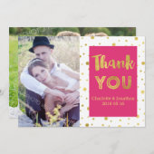 Gold Confetti Pink Hochzeit Vielen Dank für Ihr Fo Dankeskarte (Vorne/Hinten)