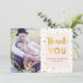 Gold Confetti Pink Hochzeit Vielen Dank für Ihr Fo Dankeskarte (Stehend Vorderseite)