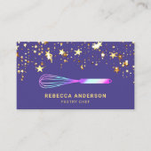 Gold Confetti Pink Lila Whisk Pastry Koch Bäckerei Visitenkarte (Vorderseite)