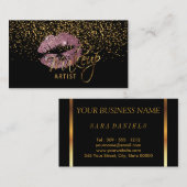 Gold Confetti & Pink Rose Lips - Makeup Visitenkarte (Vorne/Hinten)