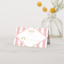 Gold Confetti & Pink Streifen Tischnummer