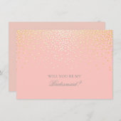 Gold Confetti Pink Wedding Bridesmaid Einladung (Vorne/Hinten)