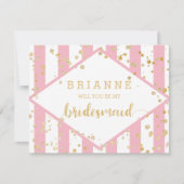 Gold Confetti Pink werden Sie meine Bridesmaid Einladung (Vorderseite)