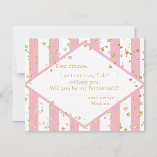 Gold Confetti Pink werden Sie meine Bridesmaid Einladung (Rückseite)