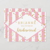 Gold Confetti Pink werden Sie meine Bridesmaid Einladung (Vorne/Hinten)