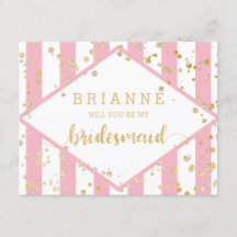 Gold Confetti Pink werden Sie meine Bridesmaid