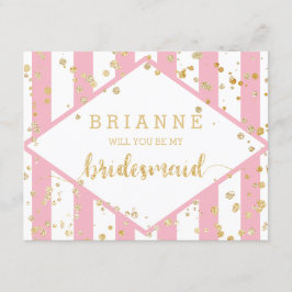 Gold Confetti Pink werden Sie meine Bridesmaid Einladung