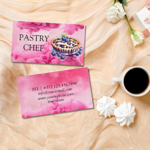 Gold Confetti Pink Whisk Konditorei Koch Bäckerei Visitenkarte