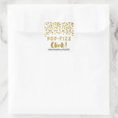 Gold Confetti Pop Fizz Clink Brautparty Quadratischer Aufkleber (Tasche)