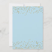 Gold Confetti Pregnancy Announcement Card auf Blue Ankündigung (Rückseite)