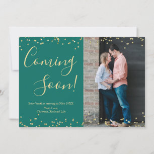 Gold Confetti Pregnancy Announcement Card auf Gree Ankündigung