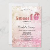 Gold Confetti Princess Bokeh Sweet 16 Einladung (Vorderseite)