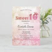 Gold Confetti Princess Bokeh Sweet 16 Einladung (Stehend Vorderseite)