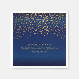 Gold Confetti Punkte auf Navy Blue Satin Design Serviette
