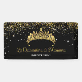 Gold Confetti Quinceanera Tiara Banner