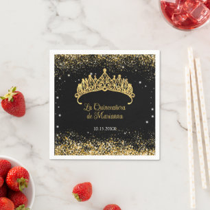 Gold Confetti Quinceanera Tiara Serviette