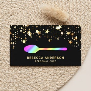 Gold Confetti Rainbow Spoon Catering Persönlicher Visitenkarte