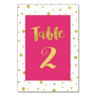 Gold Confetti Rosa Hochzeitskarten für Tischnummer