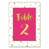 Gold Confetti Rosa Hochzeitskarten für Tischnummer (Rückseite)