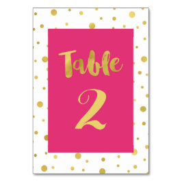 Gold Confetti Rosa Hochzeitskarten für Tischnummer