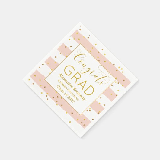 Gold Confetti Rosa Streifen Abschluss Papier Napki Serviette (Ecke)