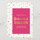 Gold Confetti Rosa Weißes Probe Abendessen Party Einladung (Vorne/Hinten)