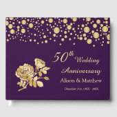 Gold Confetti Rose 50. Hochzeitstag Gästebuch (Vorderseite)