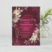 Gold Confetti Rose Rente Einladung (Stehend Vorderseite)