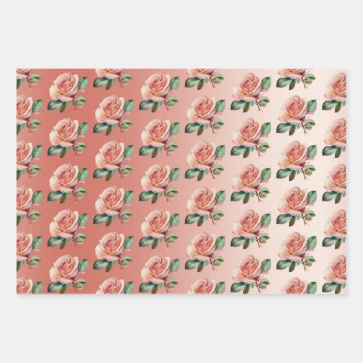 Gold Confetti Roses Brautparty Geschenkpapier Set (Vorderseite 3)