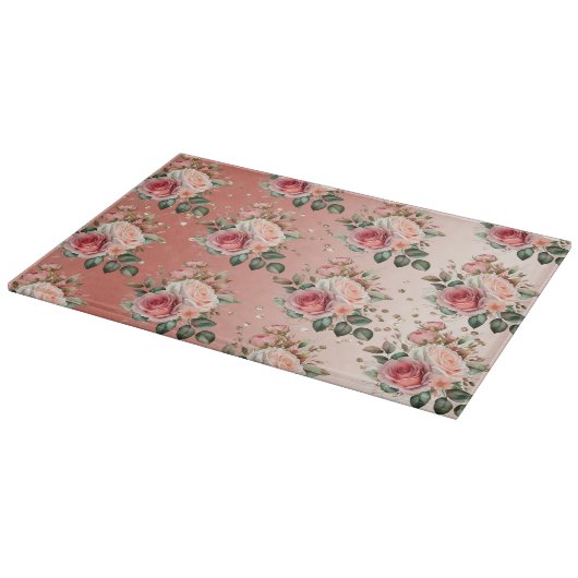 Gold Confetti Roses Roses Floral Schneidebrett (Ecke)