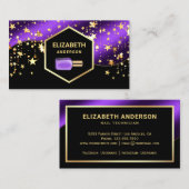 Gold Confetti Royal Lila Nail Polnischer Manikuris Visitenkarte (Vorne/Hinten)