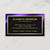 Gold Confetti Royal Lila Nail Polnischer Manikuris Visitenkarte (Rückseite)