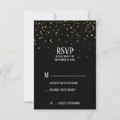 Gold Confetti RSVP-Karte für das Schwarze Jubiläum RSVP Karte (Vorderseite)