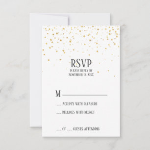 Gold Confetti RSVP Party Karte