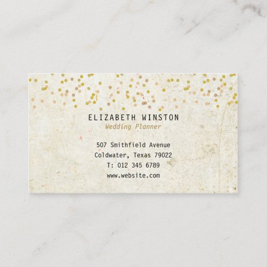 Gold Confetti Rustic Boho Visitenkarte (Rückseite)