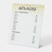 Gold Confetti Salon Preisliste Sockelschild (Vorderseite)
