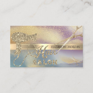 Gold Confetti, Scheren, Haartrockner Glitzer Ombre Visitenkarte