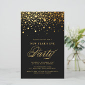Gold Confetti Schwarz Neujahrsvortrag (Stehend Vorderseite)