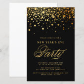 Gold Confetti Schwarz Neujahrsvortrag (Vorne/Hinten)